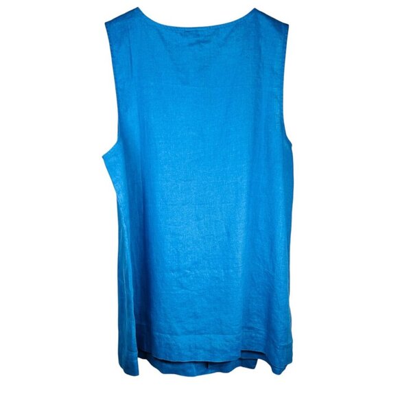 Pure Jill Size Large Linen Shift Dress Blue Travel Casual Summer - Picture 2 of 6